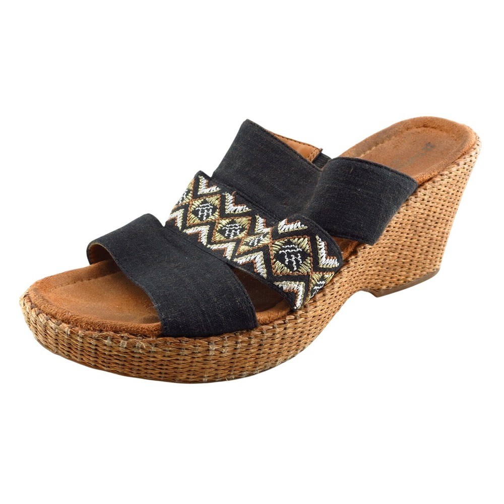Naturalizer Size 9 M Black Slides Fabric Women Sandal Shoes